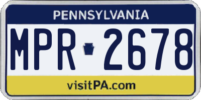 PA license plate MPR2678