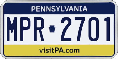 PA license plate MPR2701