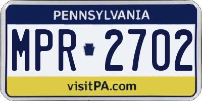 PA license plate MPR2702