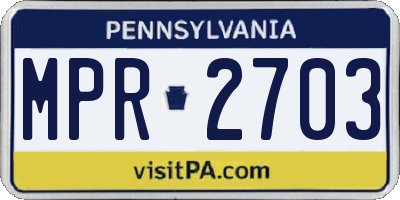 PA license plate MPR2703