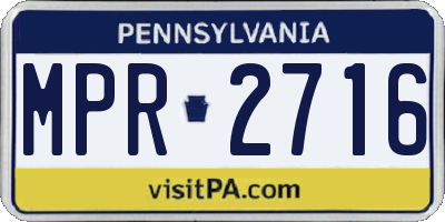 PA license plate MPR2716