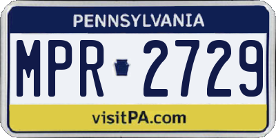 PA license plate MPR2729