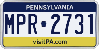 PA license plate MPR2731