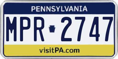PA license plate MPR2747