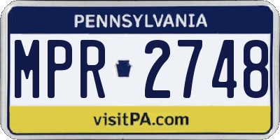 PA license plate MPR2748