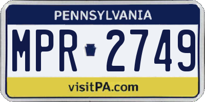 PA license plate MPR2749