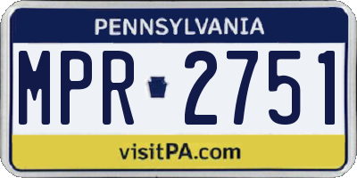 PA license plate MPR2751