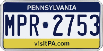 PA license plate MPR2753