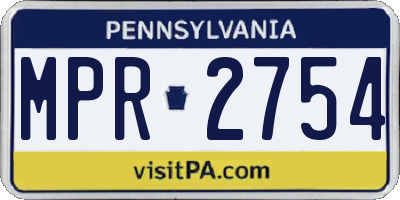 PA license plate MPR2754