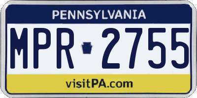 PA license plate MPR2755