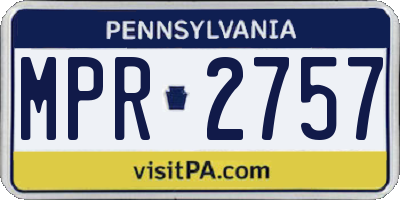 PA license plate MPR2757