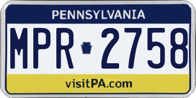 PA license plate MPR2758