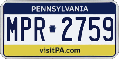 PA license plate MPR2759