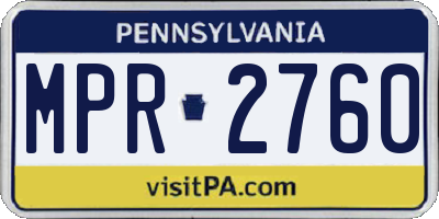 PA license plate MPR2760