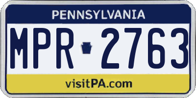 PA license plate MPR2763