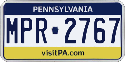 PA license plate MPR2767