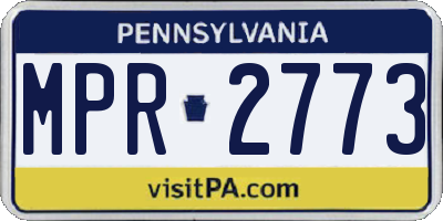 PA license plate MPR2773