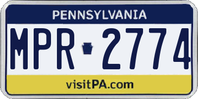 PA license plate MPR2774