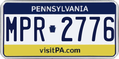 PA license plate MPR2776