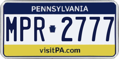PA license plate MPR2777