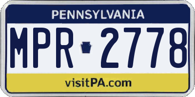 PA license plate MPR2778