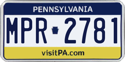 PA license plate MPR2781