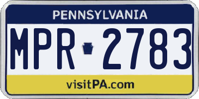 PA license plate MPR2783