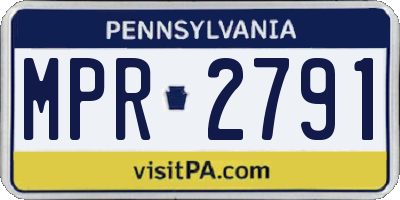 PA license plate MPR2791