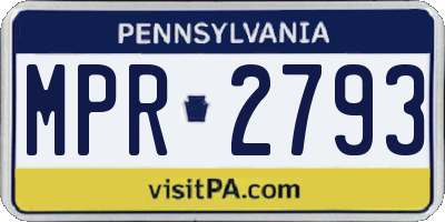 PA license plate MPR2793
