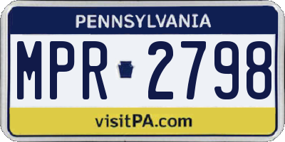 PA license plate MPR2798