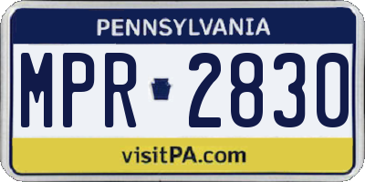 PA license plate MPR2830
