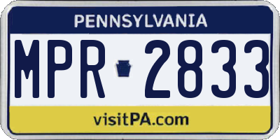 PA license plate MPR2833