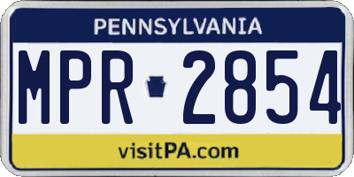 PA license plate MPR2854