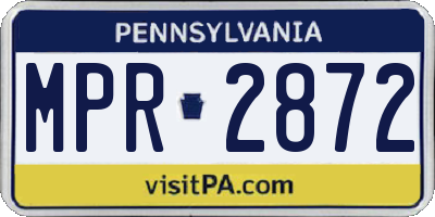PA license plate MPR2872
