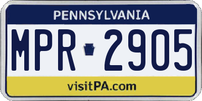 PA license plate MPR2905