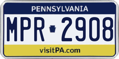 PA license plate MPR2908