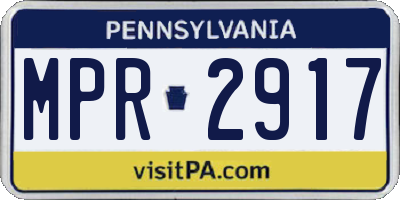 PA license plate MPR2917