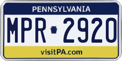 PA license plate MPR2920