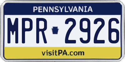 PA license plate MPR2926