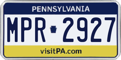 PA license plate MPR2927
