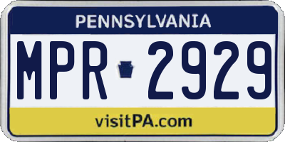 PA license plate MPR2929