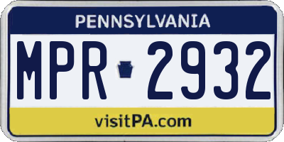 PA license plate MPR2932