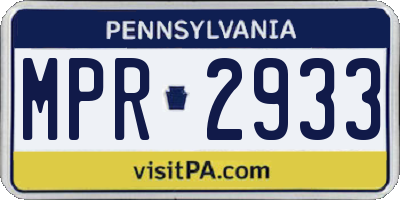 PA license plate MPR2933