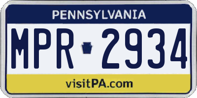 PA license plate MPR2934