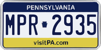 PA license plate MPR2935