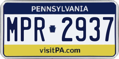 PA license plate MPR2937