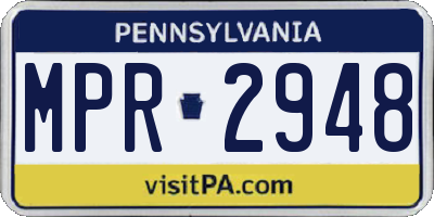 PA license plate MPR2948