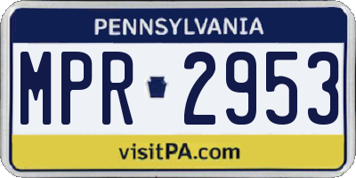 PA license plate MPR2953