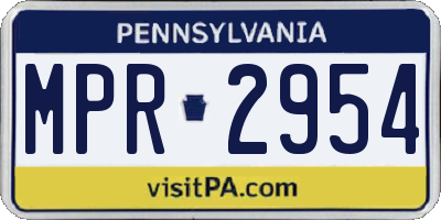 PA license plate MPR2954
