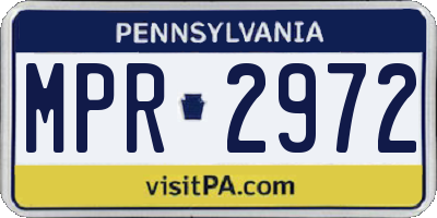 PA license plate MPR2972